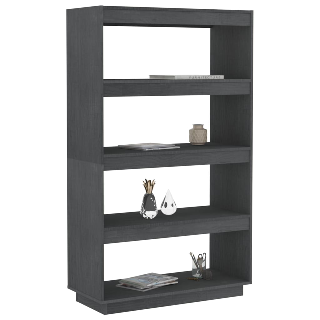 vidaXL Bücherregal/Raumteiler Grau 80x35x135 cm Massivholz Kiefer