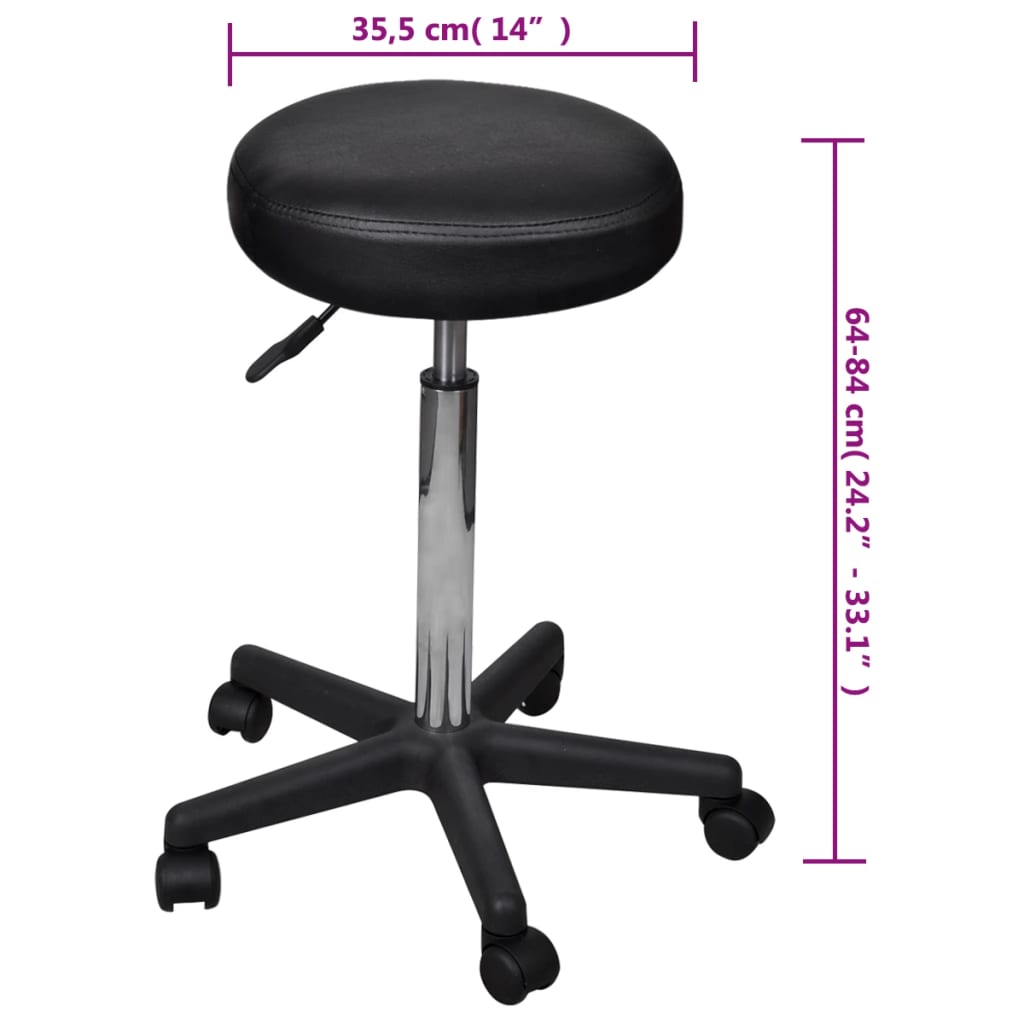 vidaXL Bürohocker 2 Stk. Schwarz 35,5x84 cm Kunstleder