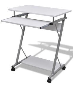 Computertisch Computerwagen PC Tisch Bürotisch Laptop auf Rollen weiß