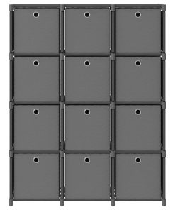 vidaXL Würfel-Regal mit Boxen 12 Fächer Grau 103x30x141 cm Stoff