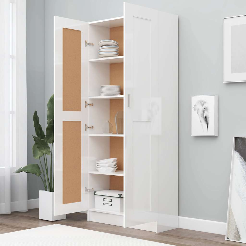 vidaXL Bücherschrank Hochglanz-Weiß 82,5x30,5x185,5 cm Holzwerkstoff