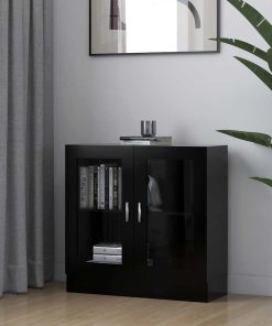 vidaXL Vitrinenschrank Schwarz 82,5x30,5x80 cm Holzwerkstoff
