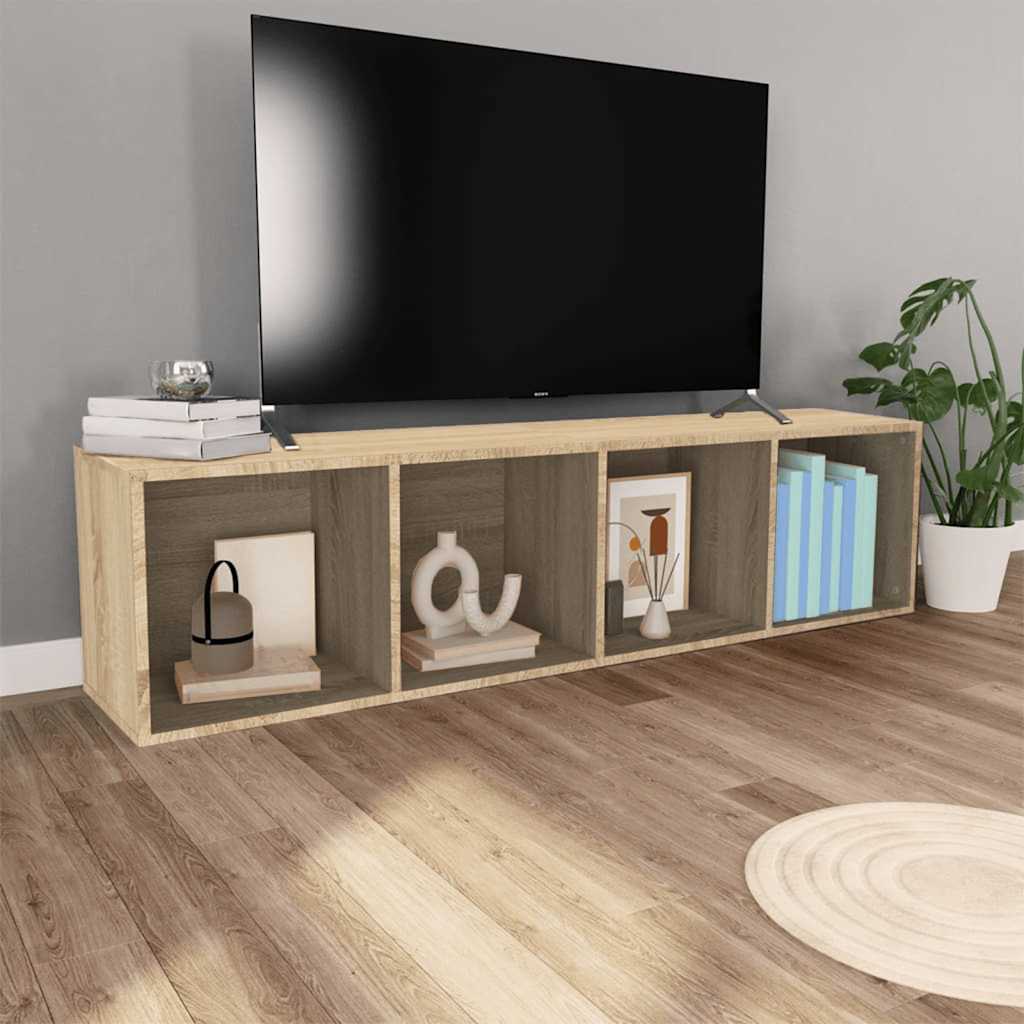 vidaXL Bücherregal/TV-Schrank Sonoma-Eiche 36x30x143 cm Holzwerkstoff