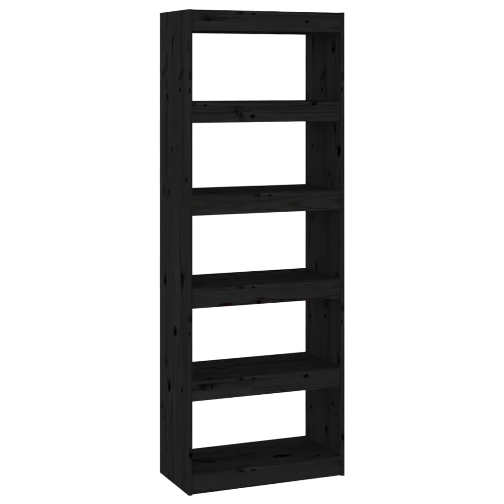 vidaXL Bücherregal/Raumteiler Schwarz 60x30x167,5 cm Massivholz Kiefer