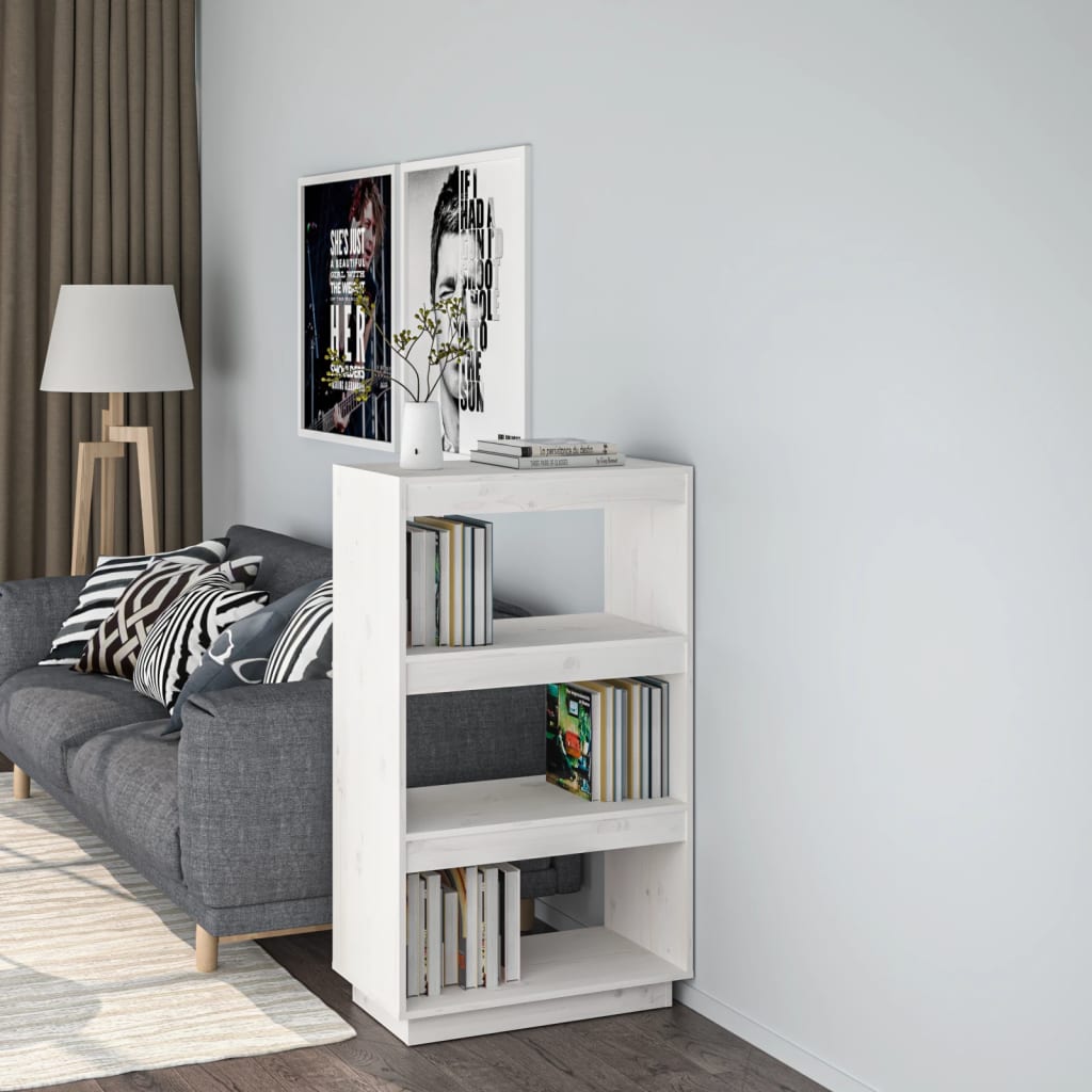 vidaXL Bücherregal/Raumteiler Weiß 60x35x103 cm Massivholz Kiefer