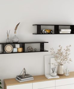 vidaXL Wandregale 2 Stk. Schwarz 105x18x20 cm Holzwerkstoff