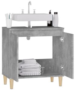 vidaXL Waschbeckenunterschrank Betongrau 58x33x60 cm Holzwerkstoff