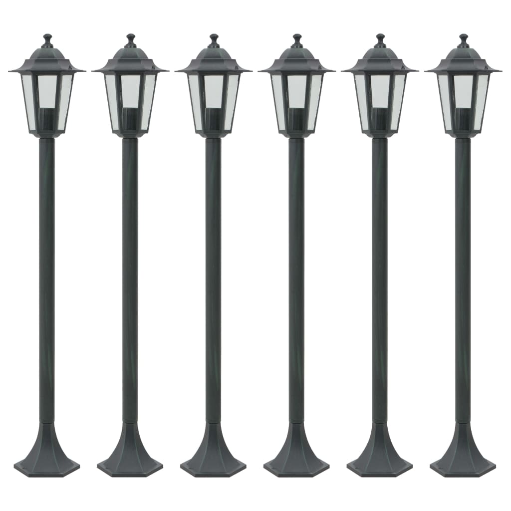 vidaXL Garten-Pollerleuchte 6 Stk. E27 110 cm Aluminium Dunkelgrün