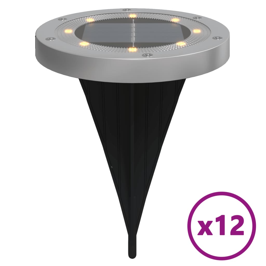 vidaXL Solar-Bodenleuchten mit Erdspieß 12 Stk. Warmweiß