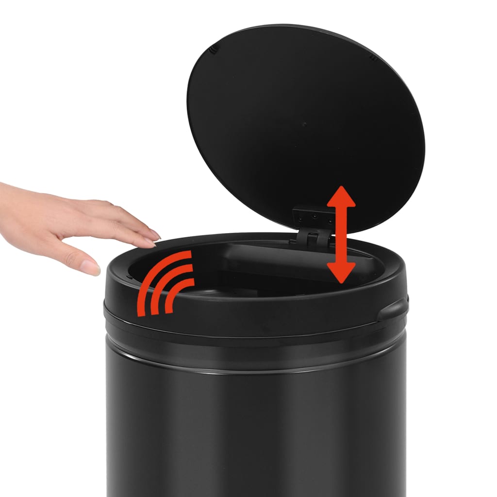 vidaXL Automatischer Sensor-Mülleimer 60 L Kohlenstoffstahl Schwarz