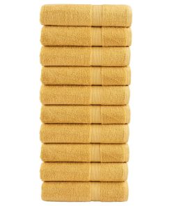vidaXL Premium-Duschtücher SOLUND 10 Stk. Gold 70x140 cm 600 g/m²