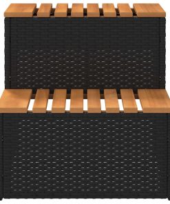 vidaXL Whirlpooltreppe Schwarz 50x50x50,5 cm Poly Rattan Akazie Massiv