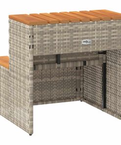 vidaXL Whirlpooltreppe Hellgrau 50x50x50,5cm Poly Rattan Akazie Massiv