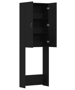 vidaXL Waschmaschinenschrank Schwarz Eichen-Optik 64x25,5x190 cm