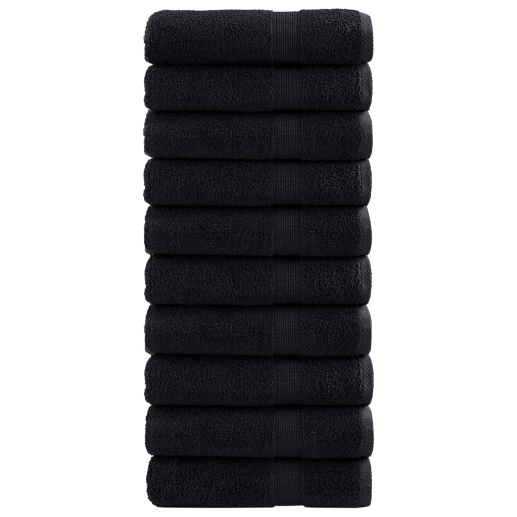 vidaXL Premium-Duschtücher SOLUND 10 Stk. Schwarz 70x140 cm 600 g/m²