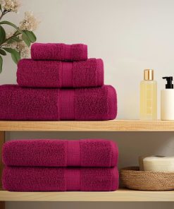 vidaXL Premium-Duschtücher SOLUND 4 Stk. Bordeaux 70x140 cm 600 g/m²
