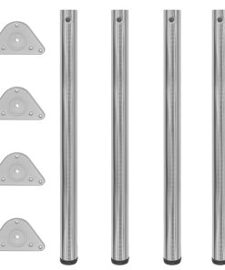 4 höhenverstellbare Tischbeine Nickel gebürstet 870 mm