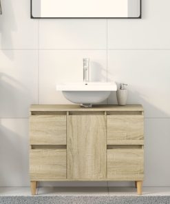 vidaXL Waschbeckenunterschrank Sonoma-Eiche 80x33x60 cm Holzwerkstoff