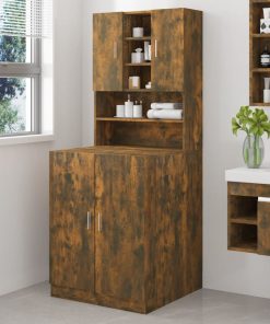 vidaXL Waschmaschinenschrank Räuchereiche Holzwerkstoff