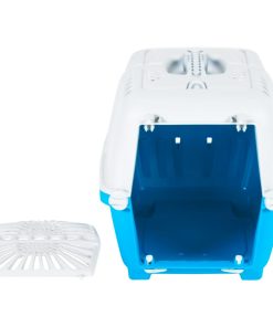 vidaXL Transportbox für Haustiere Weiß Blau 48x31,5x33 cm Polypropylen