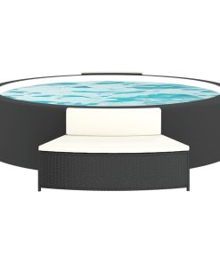 vidaXL Whirlpool-Bänke mit Auflagen 2 Stk. Schwarz Poly-Rattan