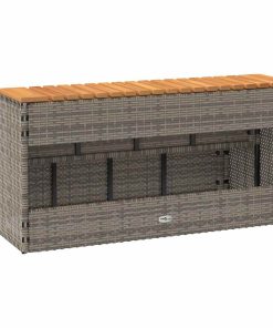 vidaXL Whirlpooltreppe Grau 100x50x50,5 cm Poly Rattan Akazie Massiv