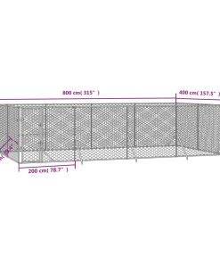 vidaXL Outdoor-Hundezwinger Silbern 8x4x2 m Verzinkter Stahl