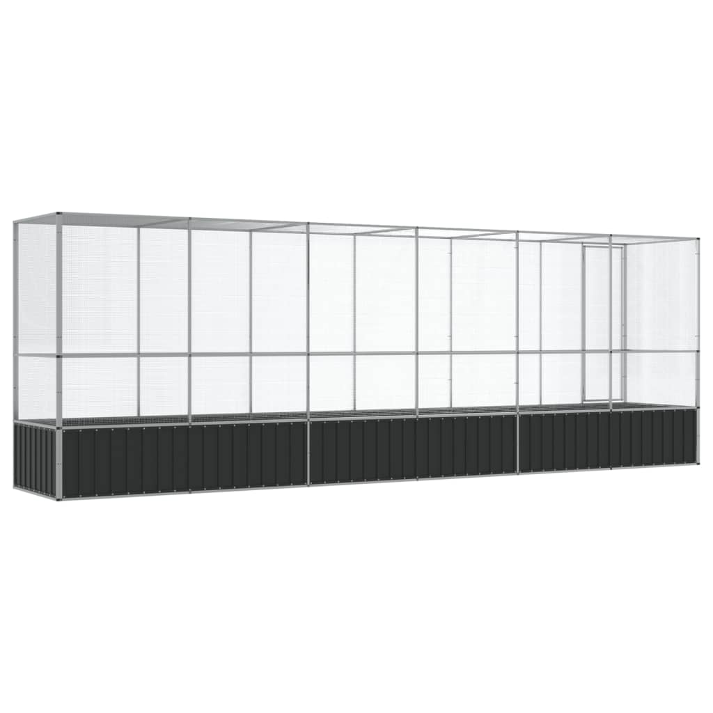 vidaXL Voliere mit Erweiterung Silbern 626,5x107x212 cm Stahl