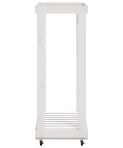 vidaXL Kaminholzregal mit Rollen Weiß 76,5x40x108 cm Massivholz Kiefer