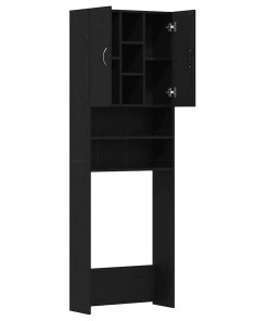 vidaXL Waschmaschinenschrank Schwarz Eichen-Optik 64x25,5x190 cm