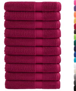 vidaXL Premium-Handtücher SOLUND 10 Stk. Bordeaux 100x200 cm 600 g/m²