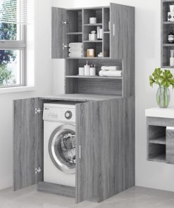 vidaXL Waschmaschinenschrank Grau Sonoma Holzwerkstoff