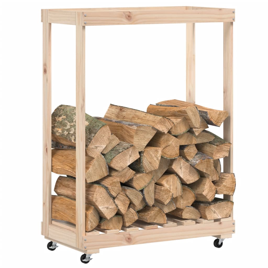 vidaXL Kaminholzregal mit Rollen 76,5x40x108 cm Massivholz Kiefer