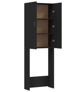 vidaXL Waschmaschinenschrank Schwarz 64x25,5x190 cm