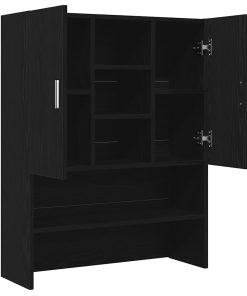 vidaXL Waschmaschinenschrank Schwarz Eichen-Optik 70,5x25,5x90 cm