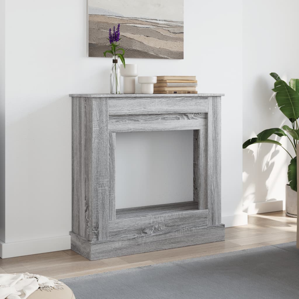 vidaXL Kaminumrandung Grau Sonoma 90x30x90 cm Holzwerkstoff