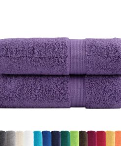 vidaXL Premium-Duschtücher SOLUND 2 Stk. Lila 70x140 cm 600 g/m²