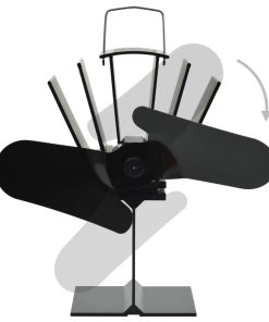 vidaXL Ofenventilator Wärmebetrieben 2 Blätter Schwarz