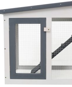 vidaXL Großer Kaninchenstall Grau und Weiß 201x45x85 cm Holz