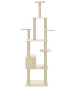 vidaXL Kratzbaum mit Sisal-Kratzsäulen Creme 183 cm