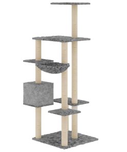 vidaXL Kratzbaum mit Sisal-Kratzsäulen Hellgrau 142 cm