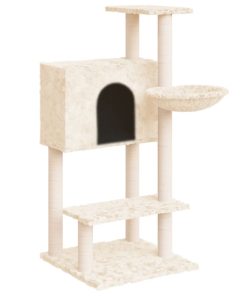 vidaXL Kratzbaum mit Sisal-Kratzsäulen Creme 108,5 cm