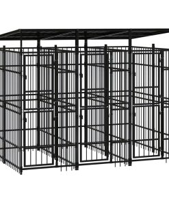 vidaXL Outdoor-Hundezwinger mit Dach Stahl 5,53 m²
