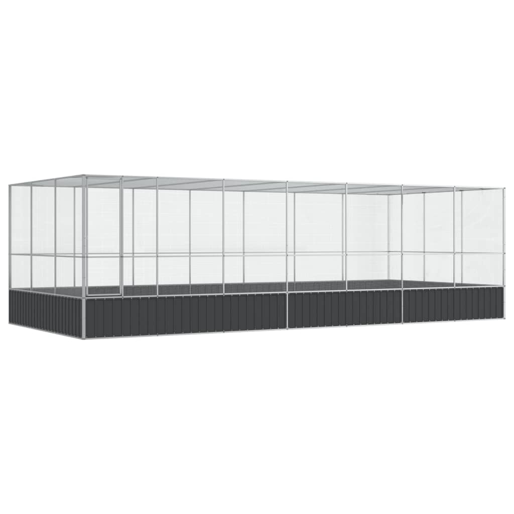 vidaXL Voliere mit Erweiterung Silbern 725x307x212 cm Stahl