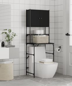 vidaXL Waschmaschinenschrank Schwarz 68x48,5x194 cm