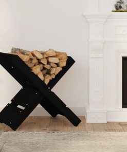 vidaXL Kaminholzhalter Schwarz 47x39,5x48 cm Massivholz Kiefer
