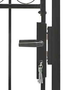 vidaXL Zauntor mit Gewölbter Spitze Stahl 100 x 125 cm Schwarz