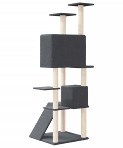 vidaXL Kratzbaum mit Sisal-Kratzsäulen Dunkelgrau 153 cm