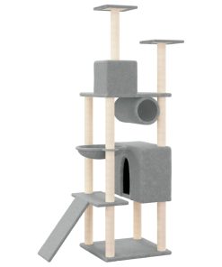 vidaXL Kratzbaum mit Sisal-Kratzsäulen Hellgrau 168 cm