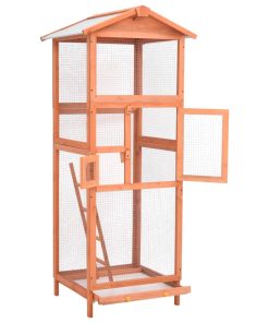 vidaXL Vogelkäfig 68x62x166 cm Massivholz Fichte